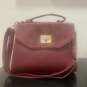 Burgundy Handbag w/ removable straps